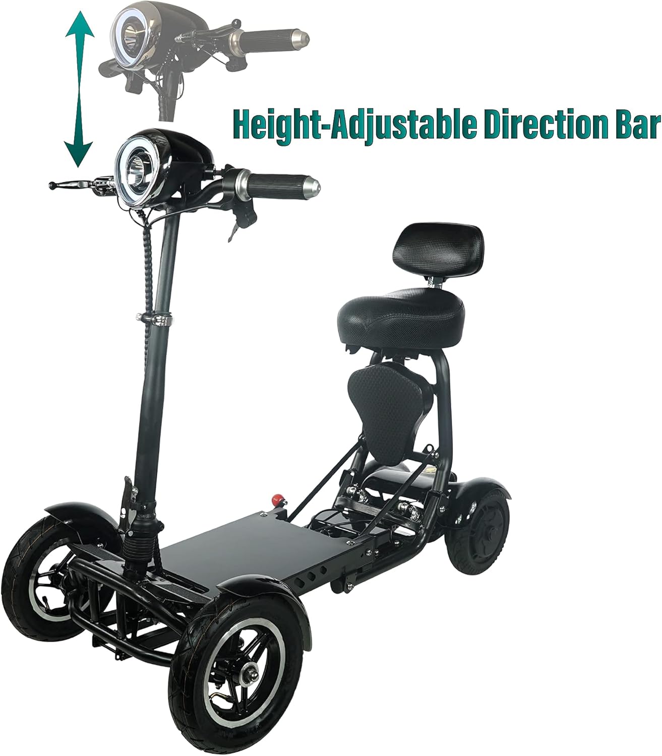 Powered Mobility Scooters for Adults, Folding Electric Scooter with Seat, Long Range Foldable Mobility Scooter for Seniors, 4 Wheel Power Motorized Travel Scooter (Black, Up to 25+ Miles Range) : Health & Household