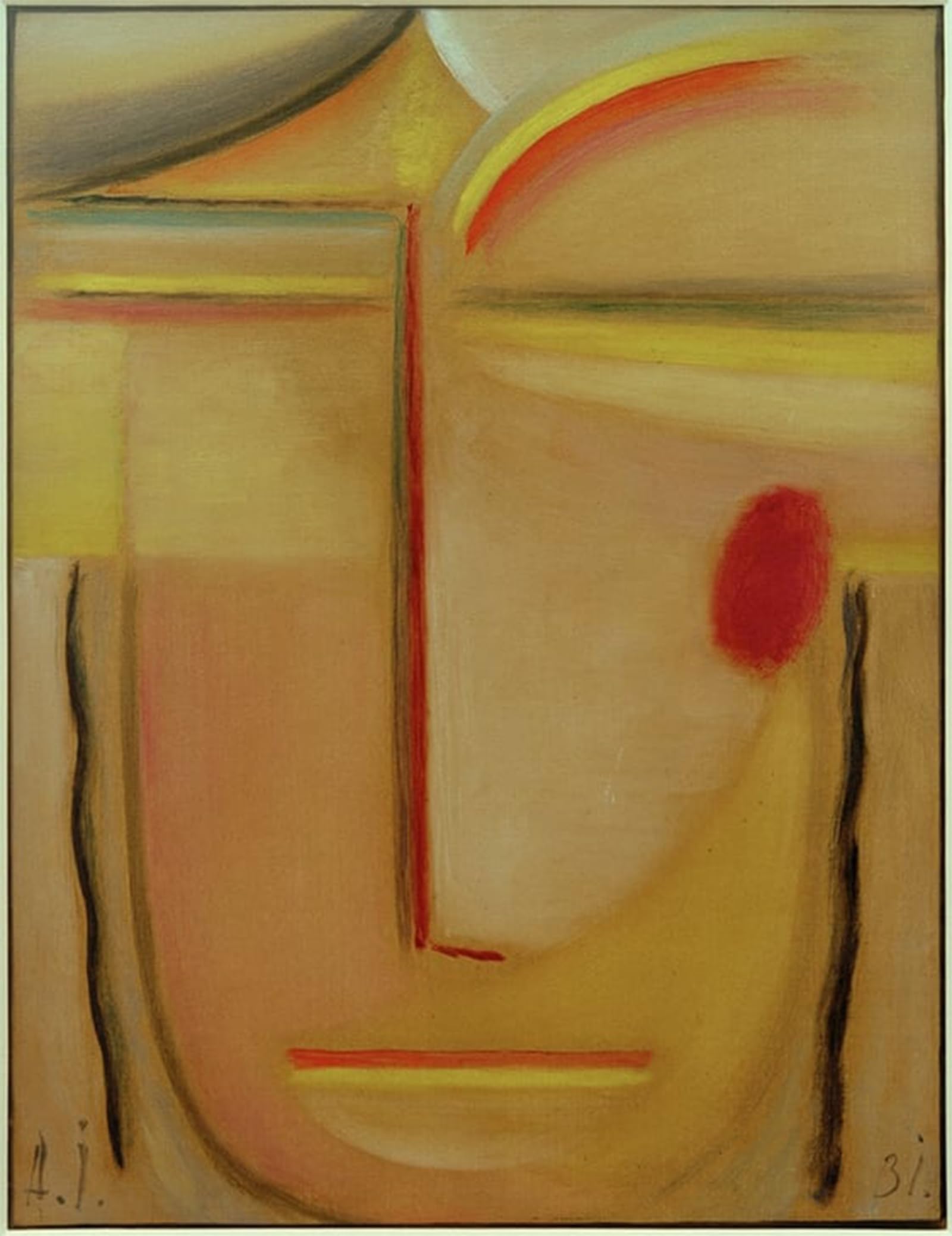 SERENDIPITP Vintage Picture Print on Canvas Wall Art Poster Abstract Head Gold and Pink by Alexej Von Jawlensky Artwork Print Poster for Wall Decor 60x90cm