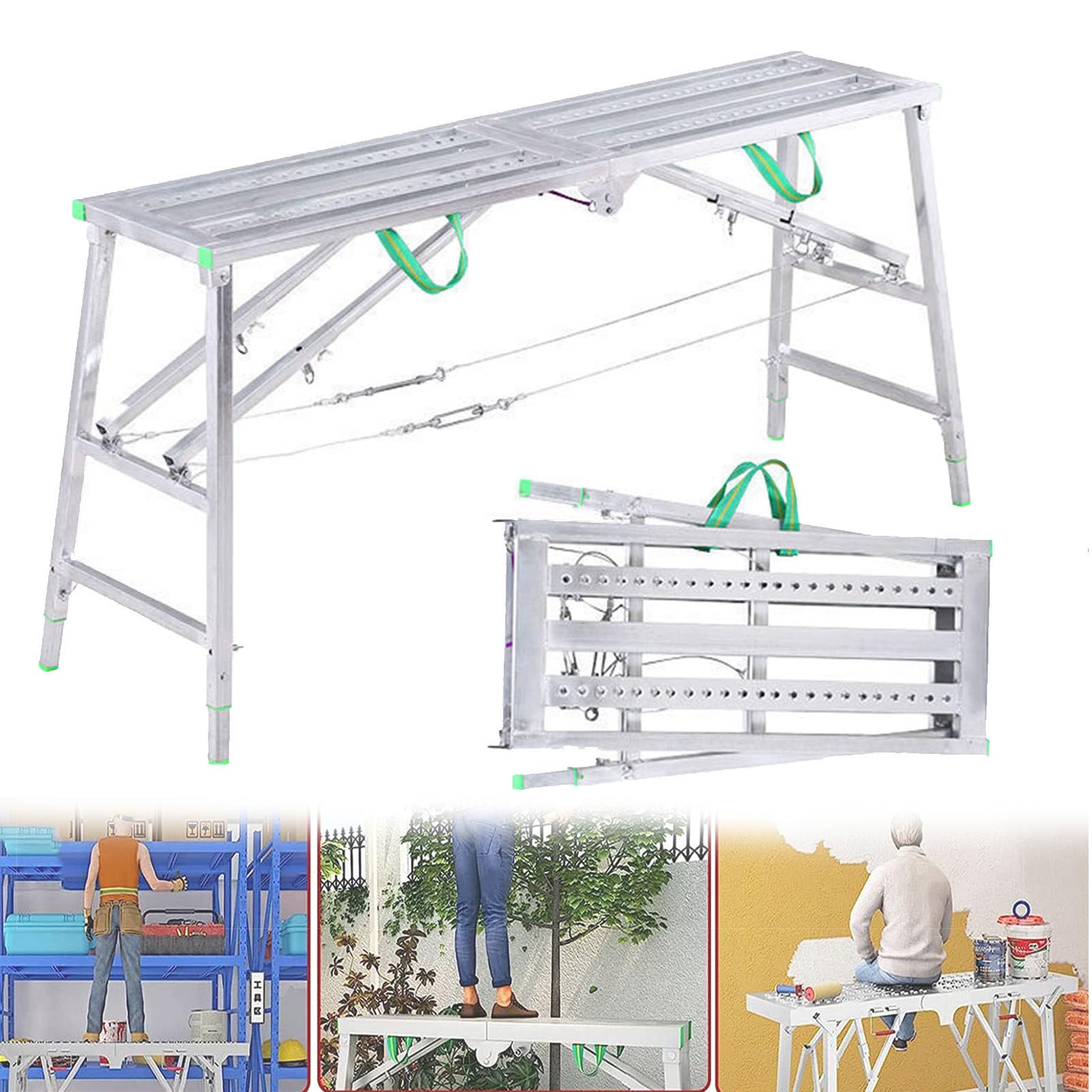 Andamios portátiles de acero galvanizado con plataforma de trabajo ajustable de 200 cm