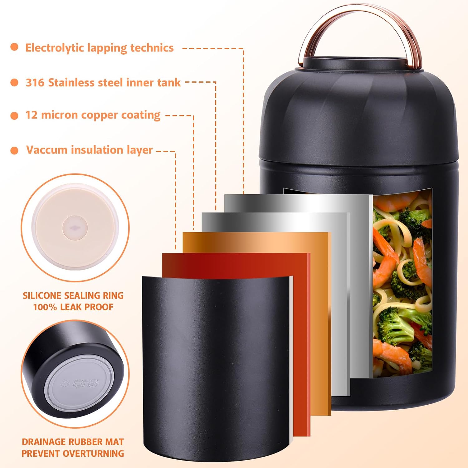 Mity rain 17oz Insulated Thermo Food Container for Hot Food & Drinks image 4
