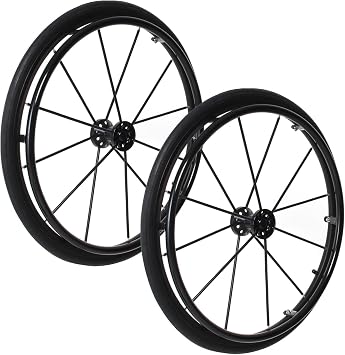 Rear Wheels for Wheelchair 241 Quick Release Wheelchair Rear Wheel 2 Pcs Wheelchair Pneumatic Rear Wheels 1/2" 12.7mm Bearing Aperture, Rubber Sport Wheel for Manual WheelchairBlack