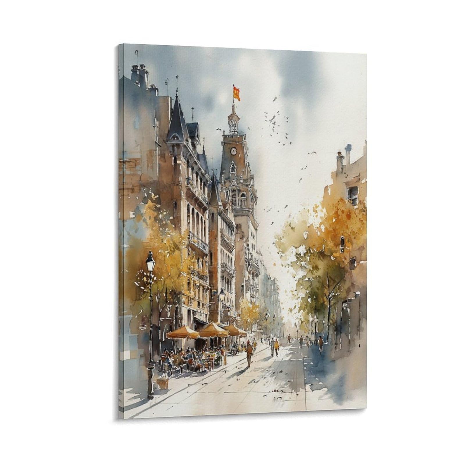 XWYMXZ Montreal Quebec 20x30inch(50x75cm) Vintage Travel Poster Watercolor Canvas Art
