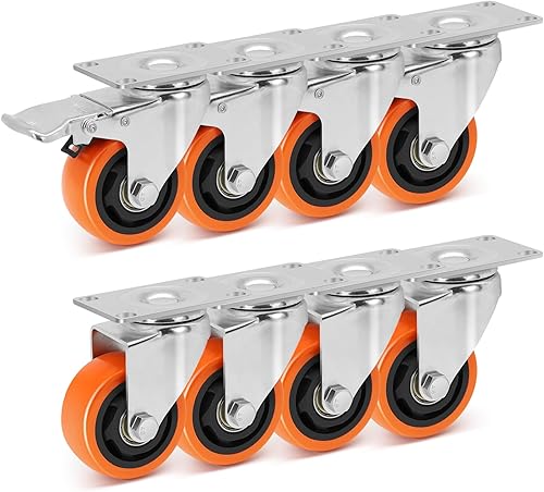 Miniatura 12 de W B D WEIBIDA Ruedas giratorias de 5 pulgadas con doble bloqueo, juego de 4 ruedas resistentes, rodamientos silenciosos, ruedas superiores