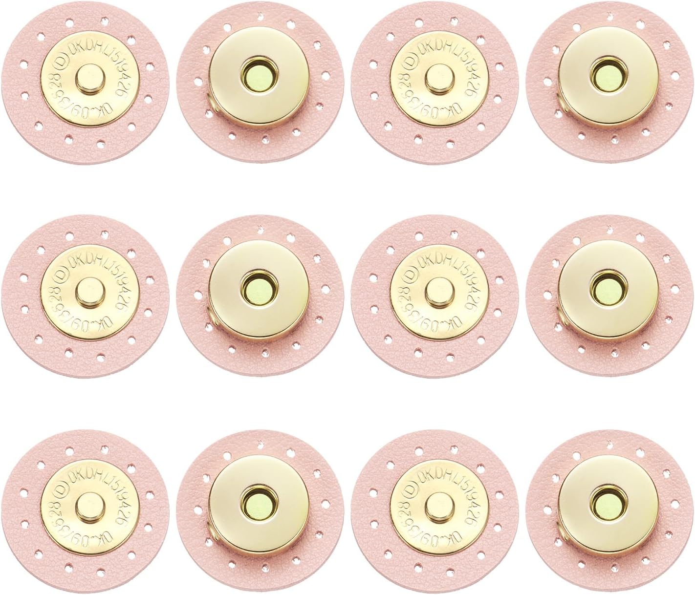 uxcell 6 Pcs Leather Snaps Buttons, Magnetic Purse Snap Clasps Bag Fastener Clasp for DIY Bags Clothes Accessories Hand Sewing, Pink (Round)