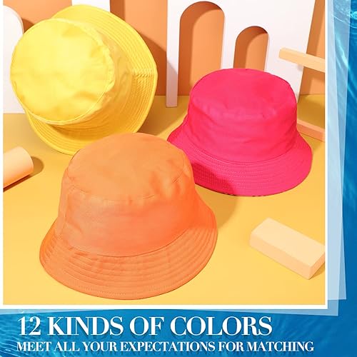 Miniatura 4 de Zhanmai Paquete de 24 sombreros de pescador para mujer, sombreros de verano para viajes a la playa, sombreros de pesca al aire libre, unisex, gorro