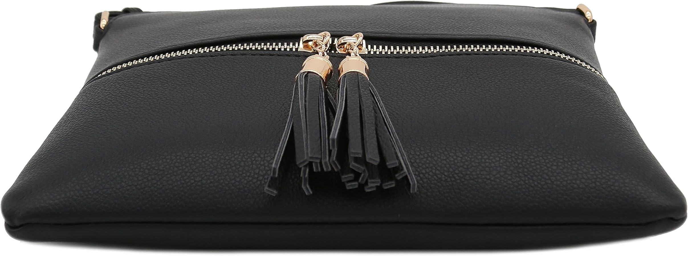 DELUXITY Lightweight Medium Crossbody Bag with Tassel (Black