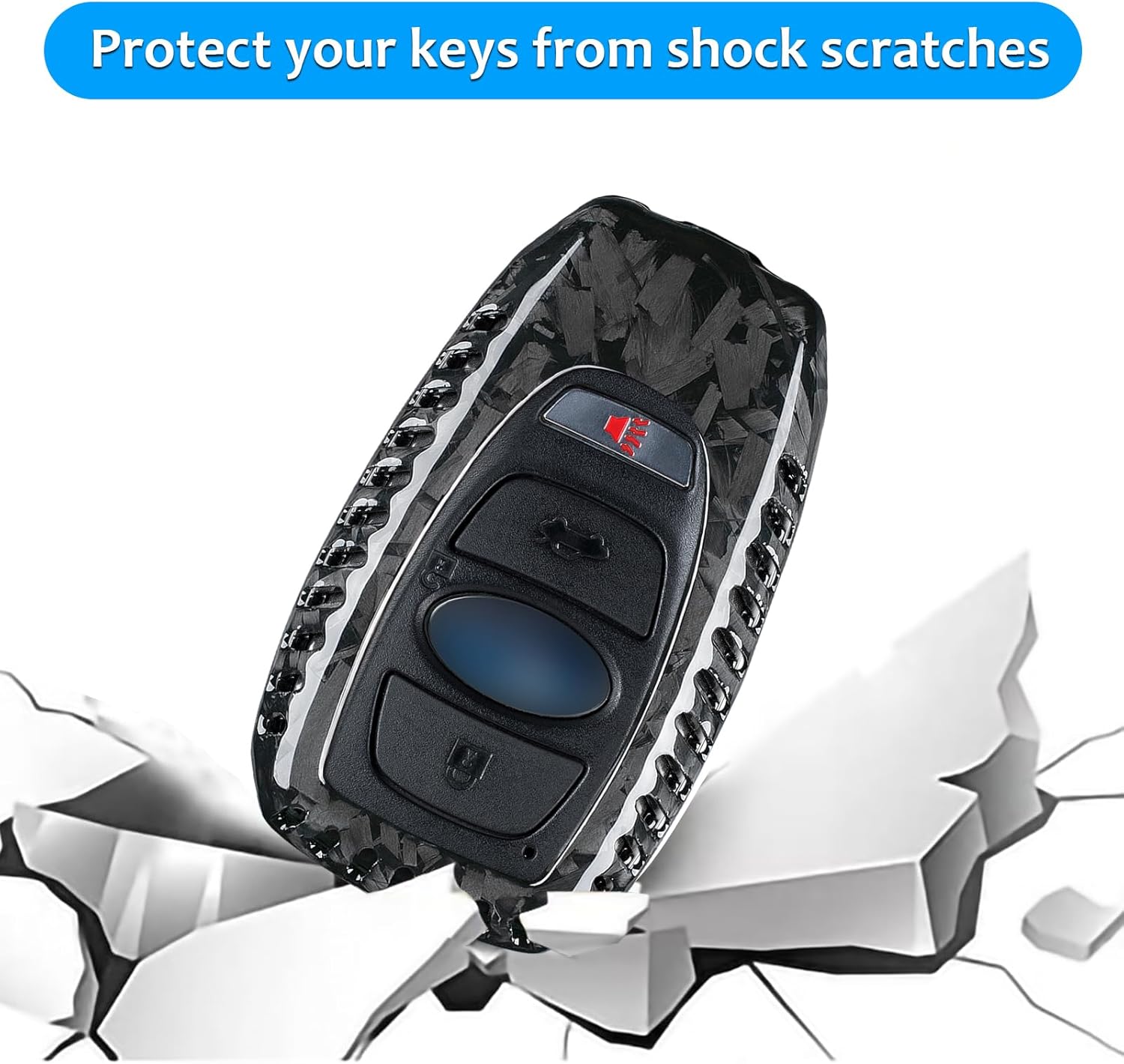 T-carbon Real Carbon Fiber Key Fob Cover Compatible with Subaru Key Fob Cover fit for BRZ, XV Outback, Ascent, Crosstrek, WRX, Legacy, Forester,Forge Black