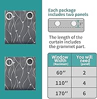 Vista 173 de BGment Room Darkening Curtains 95 Inches Long, Grommet Thermal Insulated Blackout Curtains with Wave Line and Dots Printed for Bedroom, 2 Panels