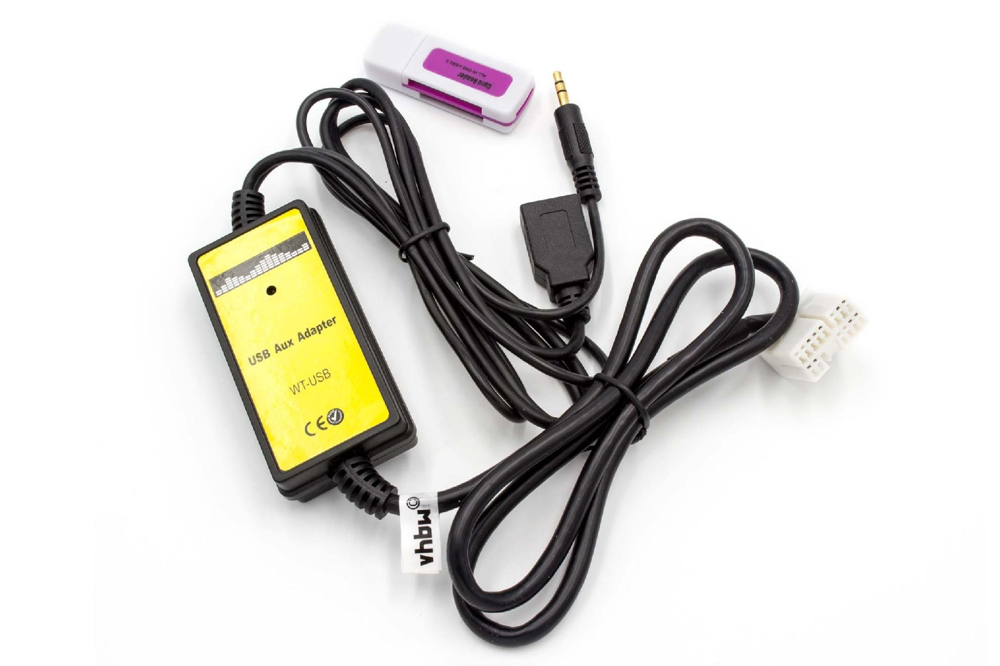 vhbw Adaptador Cable Radio Coche AUX USB Audio (150 cm) Compatible con Honda año de fabr. 2003-11 Element, Accord Auto, Radio Auto - USB