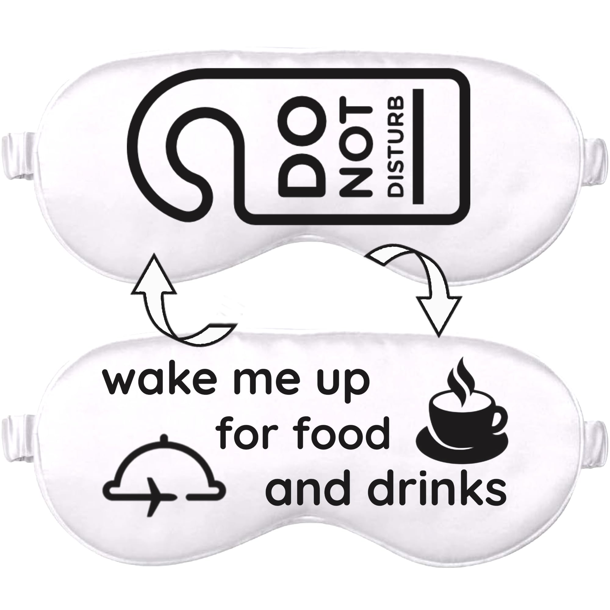 VITYA White Do Not Disturb/Wake Me Up Double-Sided Silk Sleep Mask for Women/Men | Sleep Mask Light Blocking | Soft Breathable Sleep Eye Mask for Traveling on Airplane | Eye Mask with Elastic Strap