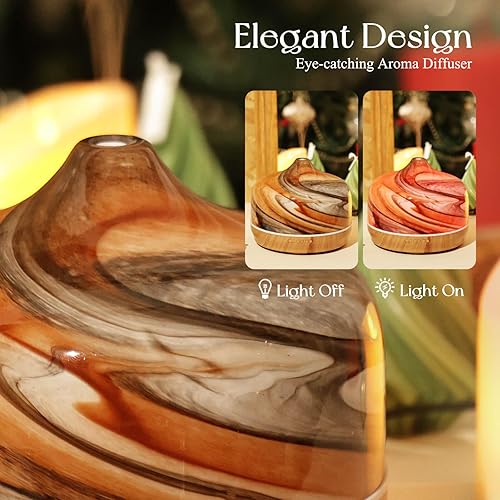 Miniatura 7 de Porseme Difusor de aceite esencial de vidrio de 16.9 fl oz para aromaterapia, humidificador ultrasónico de niebla fría, 15-21 horas de Desierto