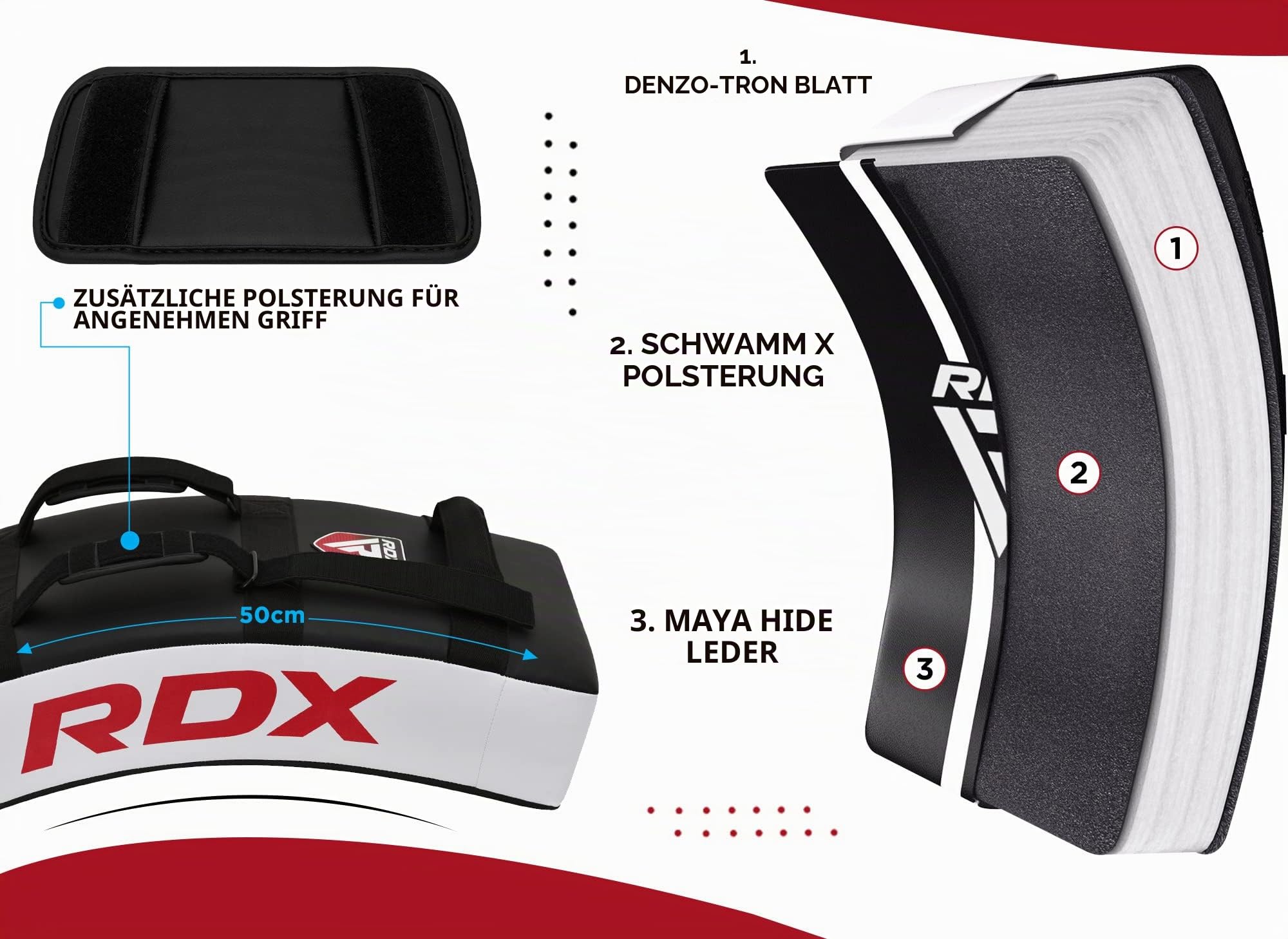 RDX Schlagkissen Kampfsport, Schlagpolster Kickboxen Trittkissen Trittschlagpolster Kick Shield Trainerpratzen Schlagpratze Boxpratzen für Karate, MMA, Muay Thai, Thaiboxen, Taekwondo (1 Stück)