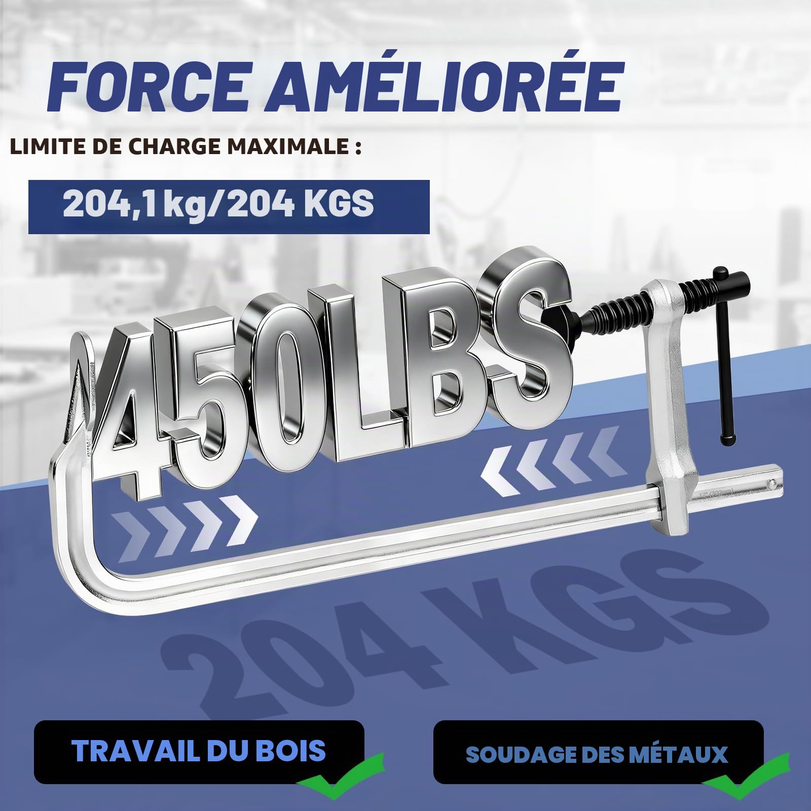 KRETLAW Kit de 4 serre-joints, 300mm (12") serre-joints en acier forgé léger à usage modéré (204 kg) pour soudure et travail du bois