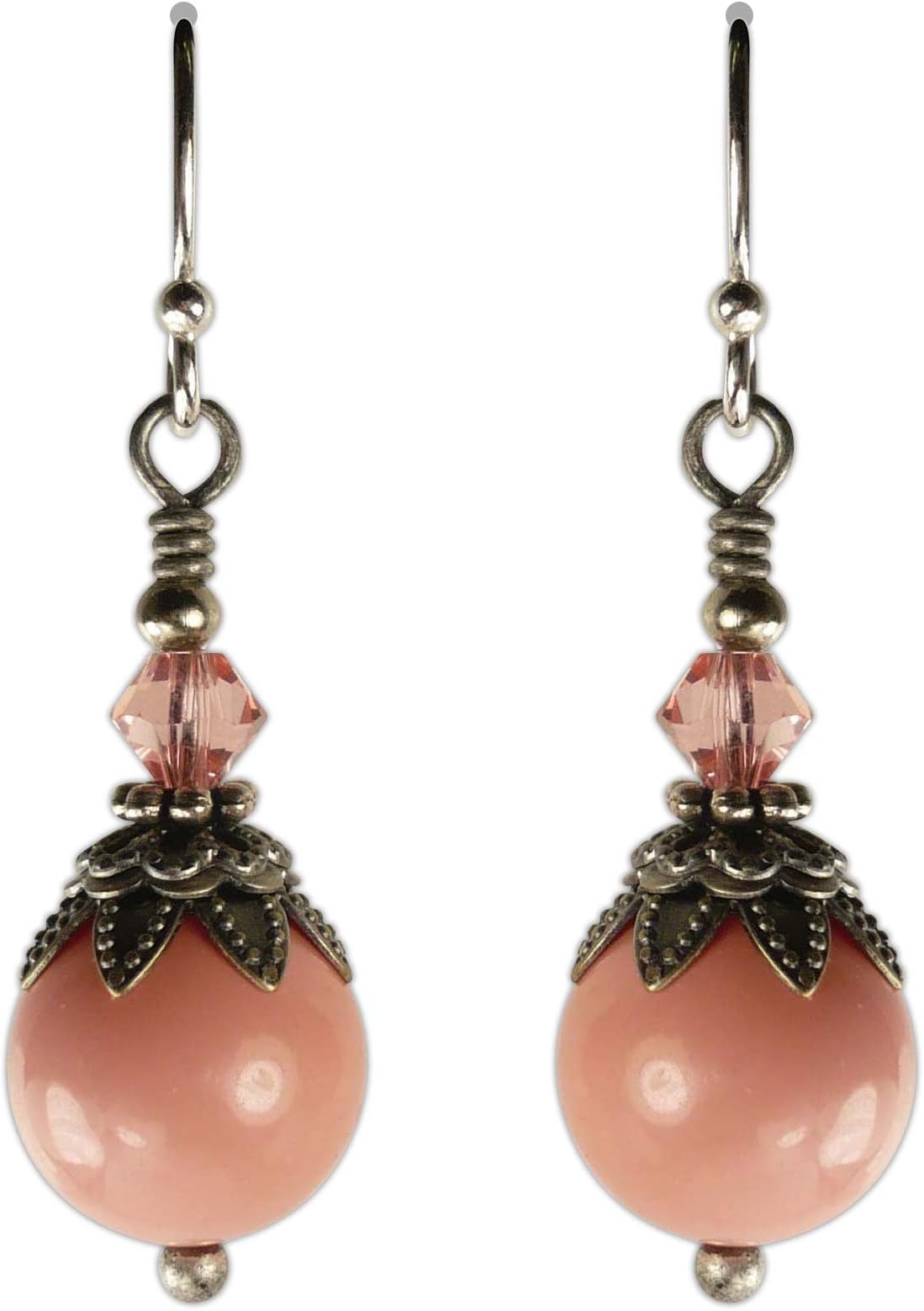 Jewelry Vintage Style Rose Peach Bead Earrings 50190ss