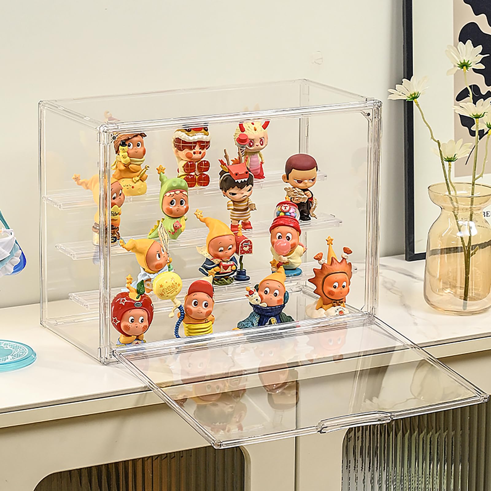 Vitrine pour Collection en Acrylique,Boîte de Présentation Transparent,Anti-poussière Vitrine Exposition Figurine avec Porte Magnétique,pour Figurines,modèles et Collections