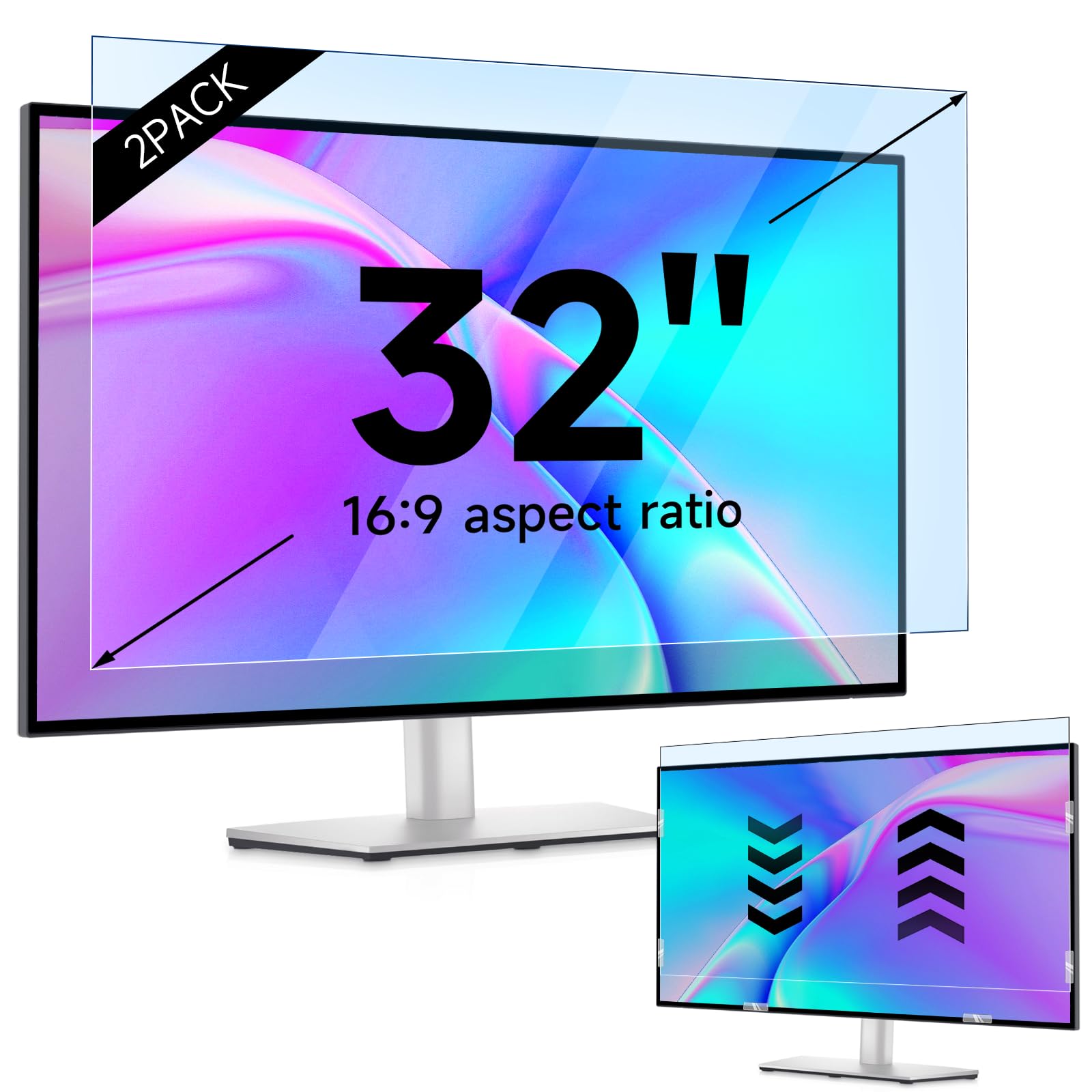 IPROKKO 2Pack 32 Inch Blue Light Screen Protector for 16:9 Computer Monitor