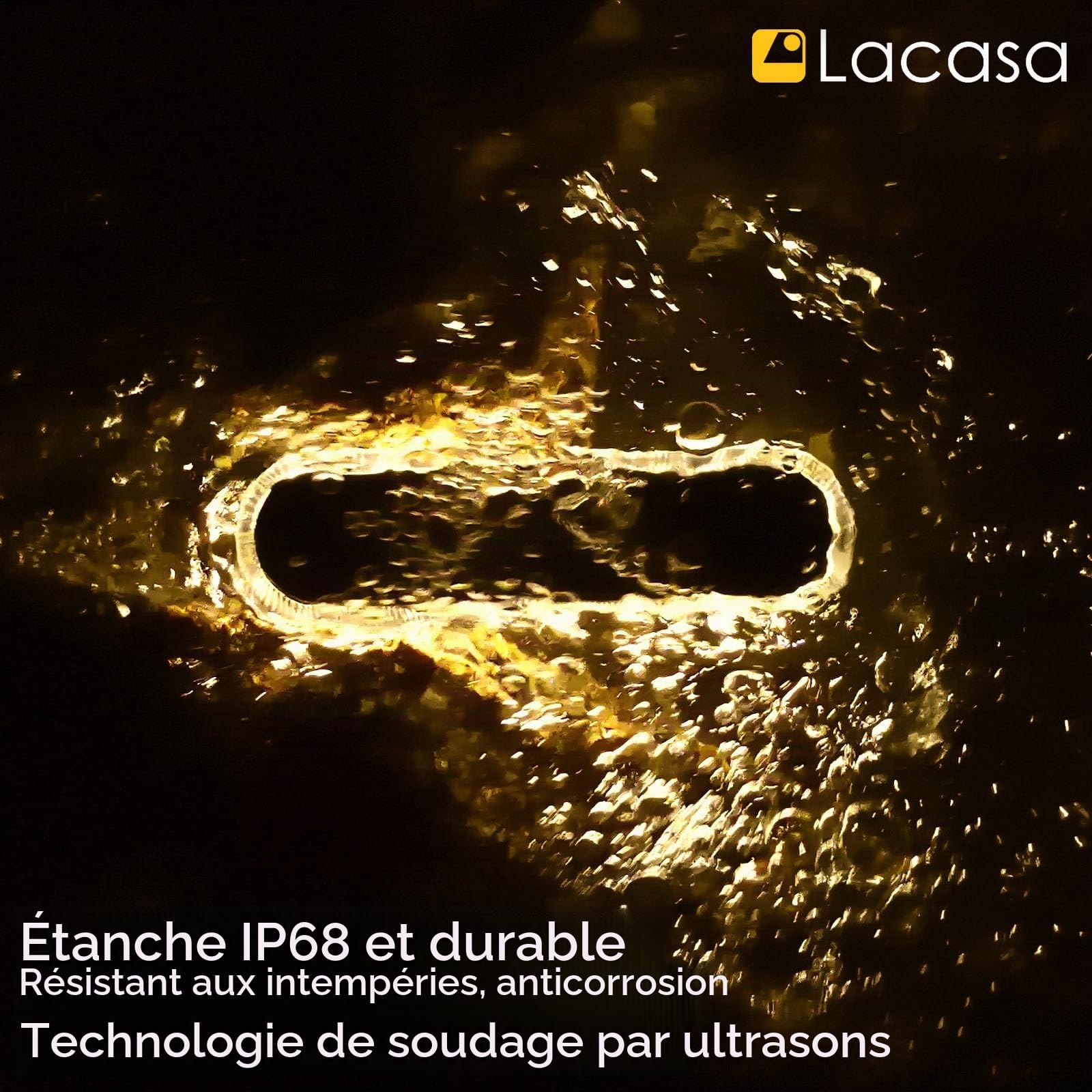 Lacasa Lampe Solaire Extérieur, 4 Pack 30 LEDs Lumière Solaire Jardin IP68 Etanche Lampe Solaire au Sol Auto On/Off Eclairage Solaire pour Jardin Escalier Chemins Allée Patio Pont (Blanc Chaud 2700K)