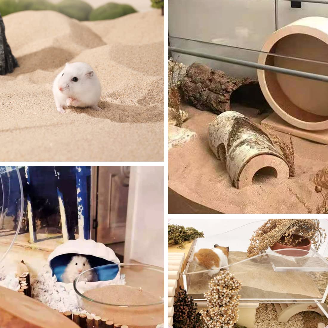 Arena de baño para hámster, arena del desierto sin polvo o arena para orinal para hámster, chinchillas, jerbo, ratones sirios pequeños (beige)