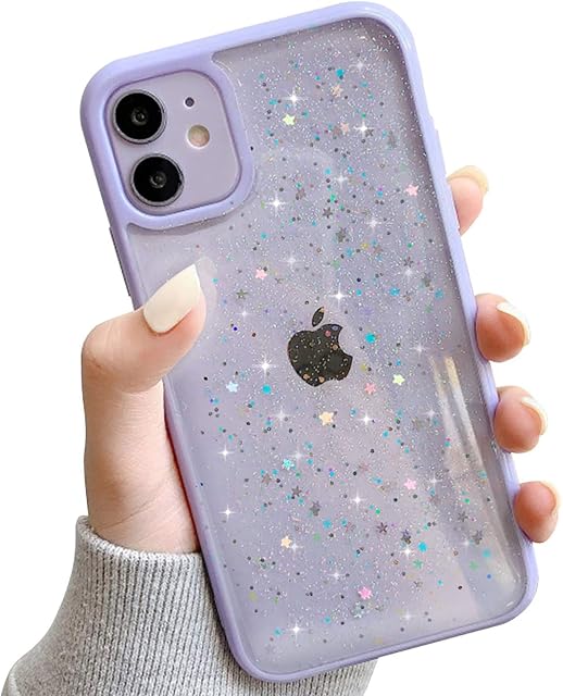 Ownest Compatible for iPhone 11 Case,Clear Sparkly Bling Star Glitter Design for Women Girls Soft TPU Shockproof Anti-scratch Protective Cases for iPhone 11-Purple