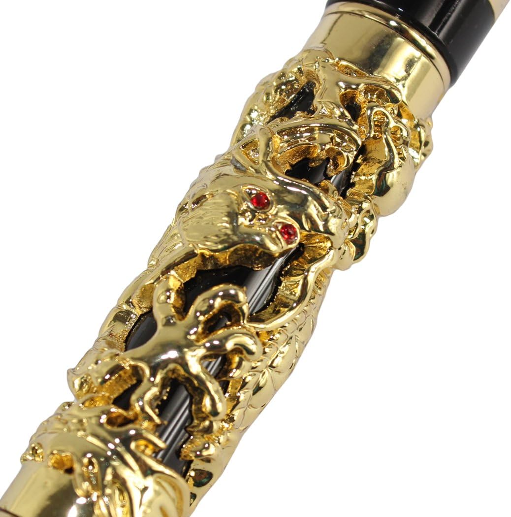 Gullor Collectible Luxury Rollerball pen Dragon and Phoenix Black and Golden pen