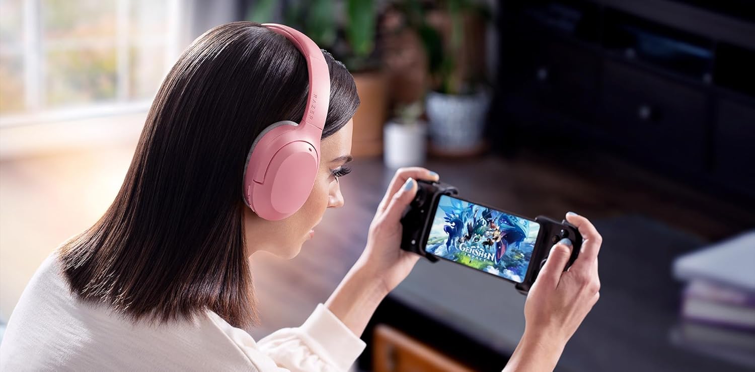 Razer Opus X Wireless Low Latency Headset: Active Noise Cancellation (ANC) - Bluetooth 5.0-60ms Low Latency - Customed-Tuned 40mm Drivers - Built-in Microphones - Quartz (Renewed)