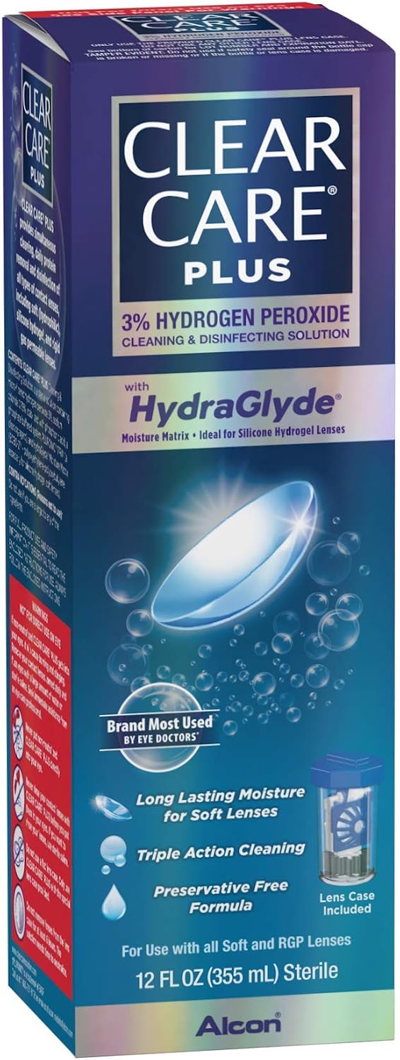 Clear Care Plus Cleaning and Disinfecting Solution with Lens Case, Clear, 12 Fl Oz