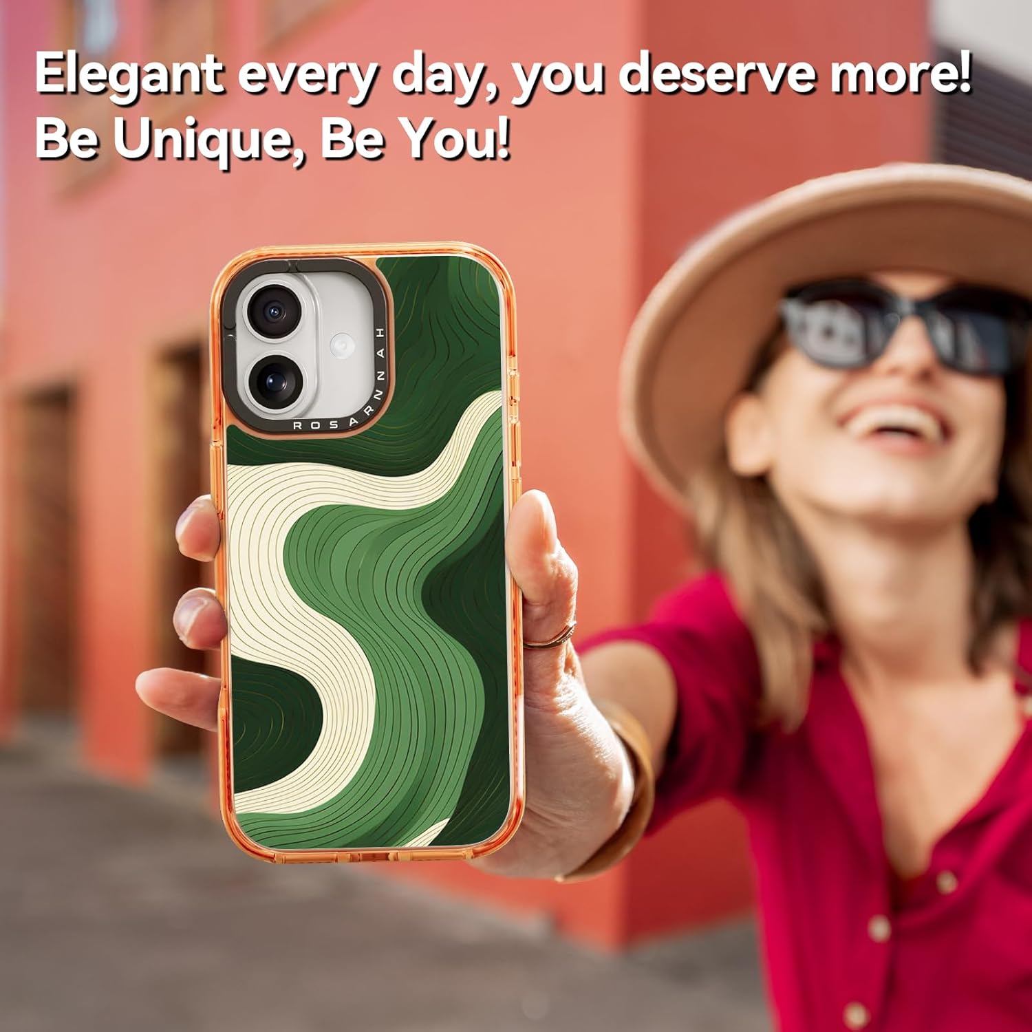 Rosarnnah for iPhone 17 Case Cute - Military-Grade 6.6 ft Drop Protection Shockproof Phone Case - Cosmic Wave Design (6.3') Cosmic Orange