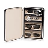 Bey Berk Black Leather Two Watch and Two Eyeglasses Holder Storage Travel Case