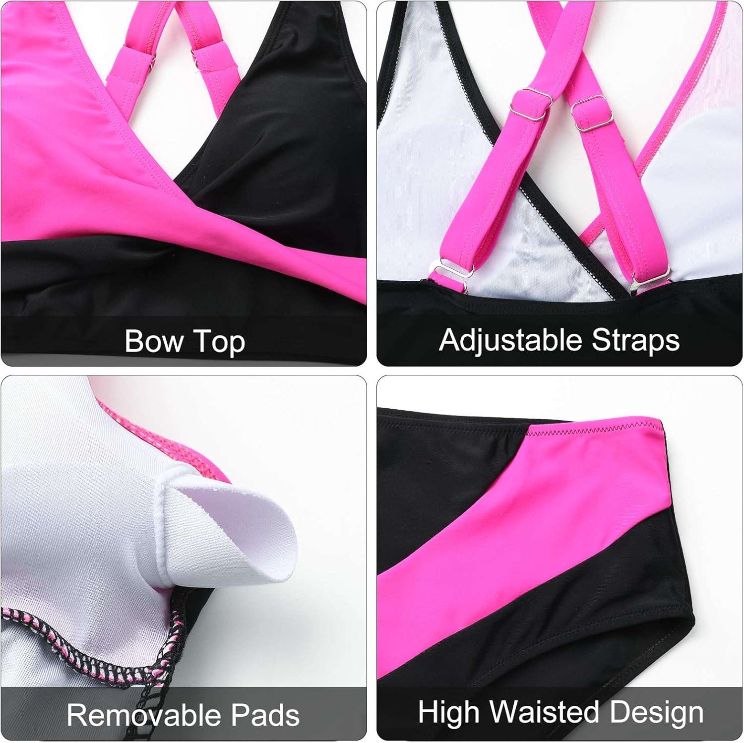 SEAFORM Women Bikini Set Color Block Two-Piece Swimsuit High Waist Tummy Control V-Neck Quickly Dry Beachwear - Image 5