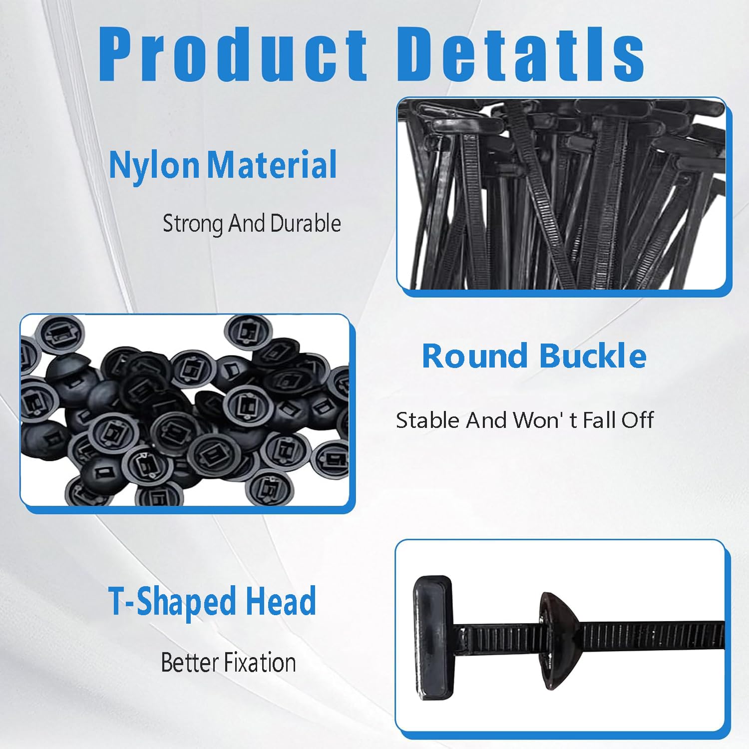 100Pcs Heavy Duty Nylon Universal Cable Tie Buckle for Car Plastic Cable Ties Tool Fasteners - Image 4