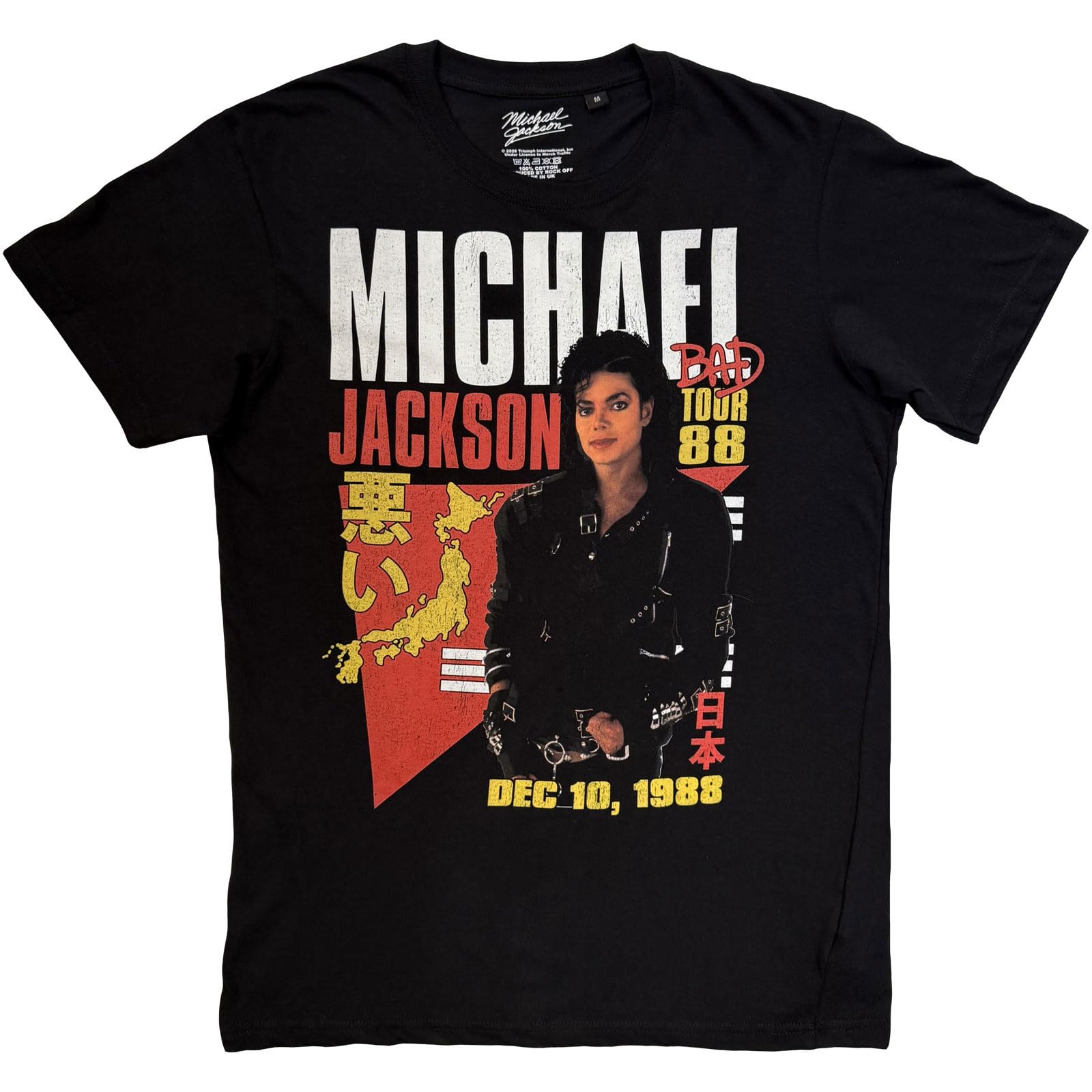 Rock Off Officially Licensed Products Men's Black Michael Jackson Bad Tour '88 Tokyo Official Tee T-Shirt Unisex (Small)