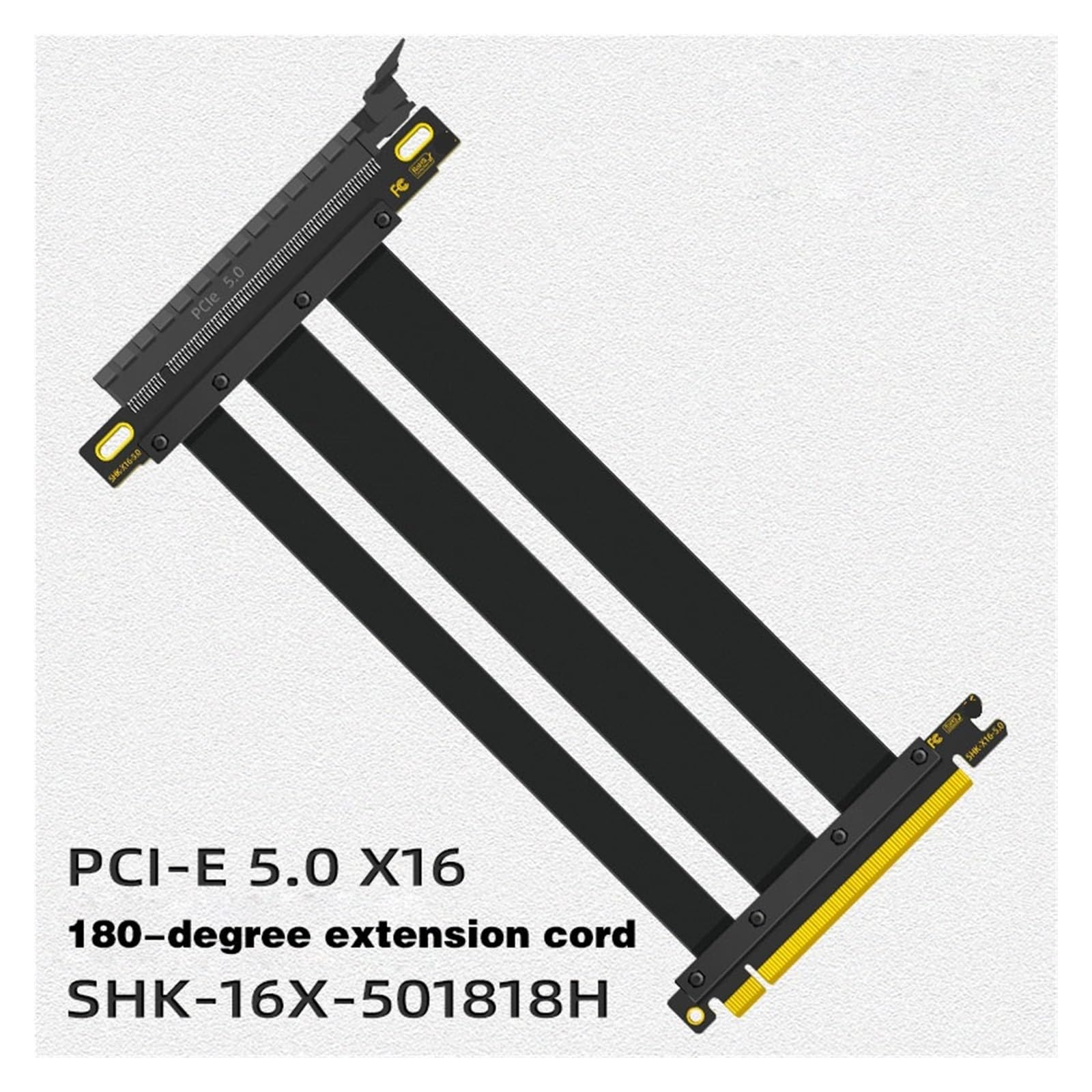 PCIe 5.0 X16 Riser Cable S+A+S, RTX4090, RX6950XT, X570, B550, Z690, ekranowany, szybki pionowy montaż, do gier, PCI Express Gen5 (0,15 m, 5,0 biały, 180 stopni)