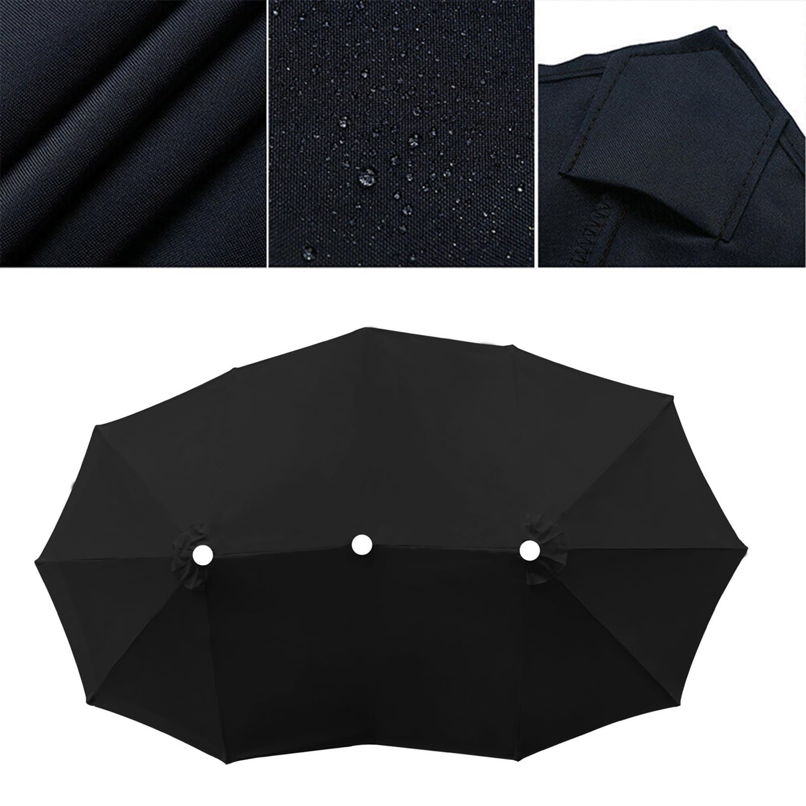 V3VOGUE Toile De Rechange Parasol Double, Auvent Parasol De Remplacement 12 Baleines, 465x270cm Largeur De Couverture Extra Large, Jardin Housse Imperméable en Tissu pour Dessus De Parapluie(Black)