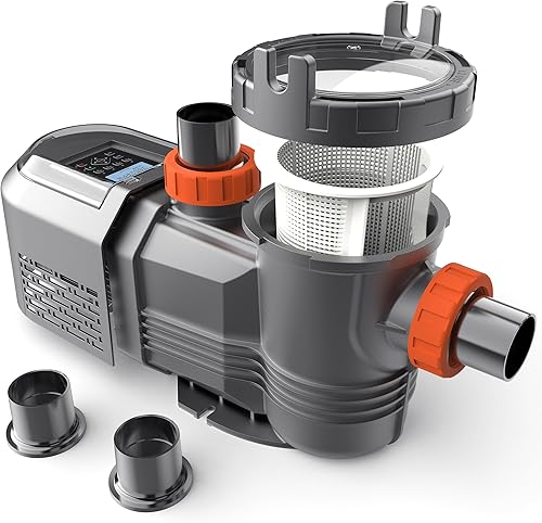 Bomba de piscina de velocidad variable de 1.8 HP para piscina interiorsobre el suelo, 9114 GPH, temporizador programable para funcionamiento