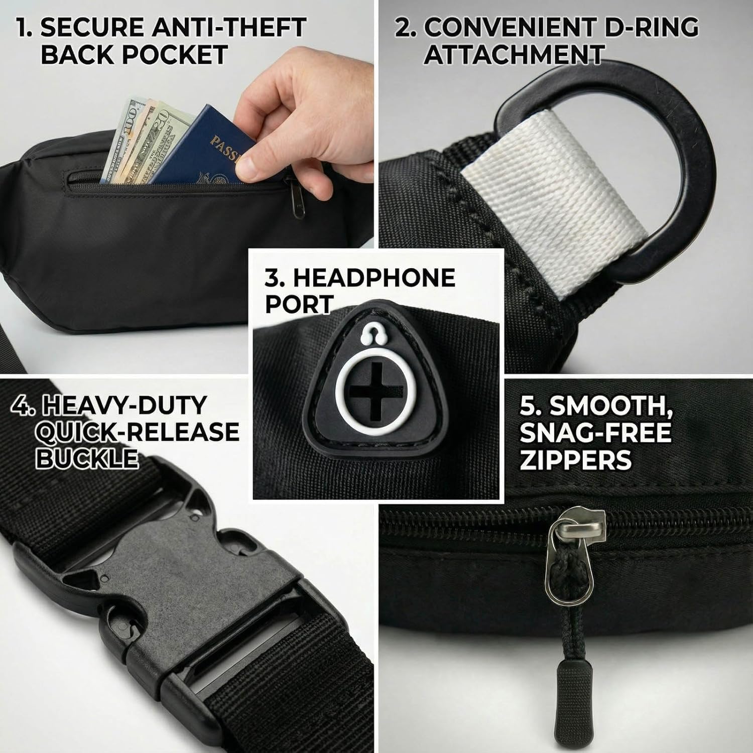 10 Pack Bulk Crossbody Fanny Packs, Black Plain Waist Bags for DIY HTV Vinyl, Large Capacity Oxford Sling Bag with Adjustable Strap, Waterproof Hip Belt Bag for Team Gifts & Travel (10) - Image 6