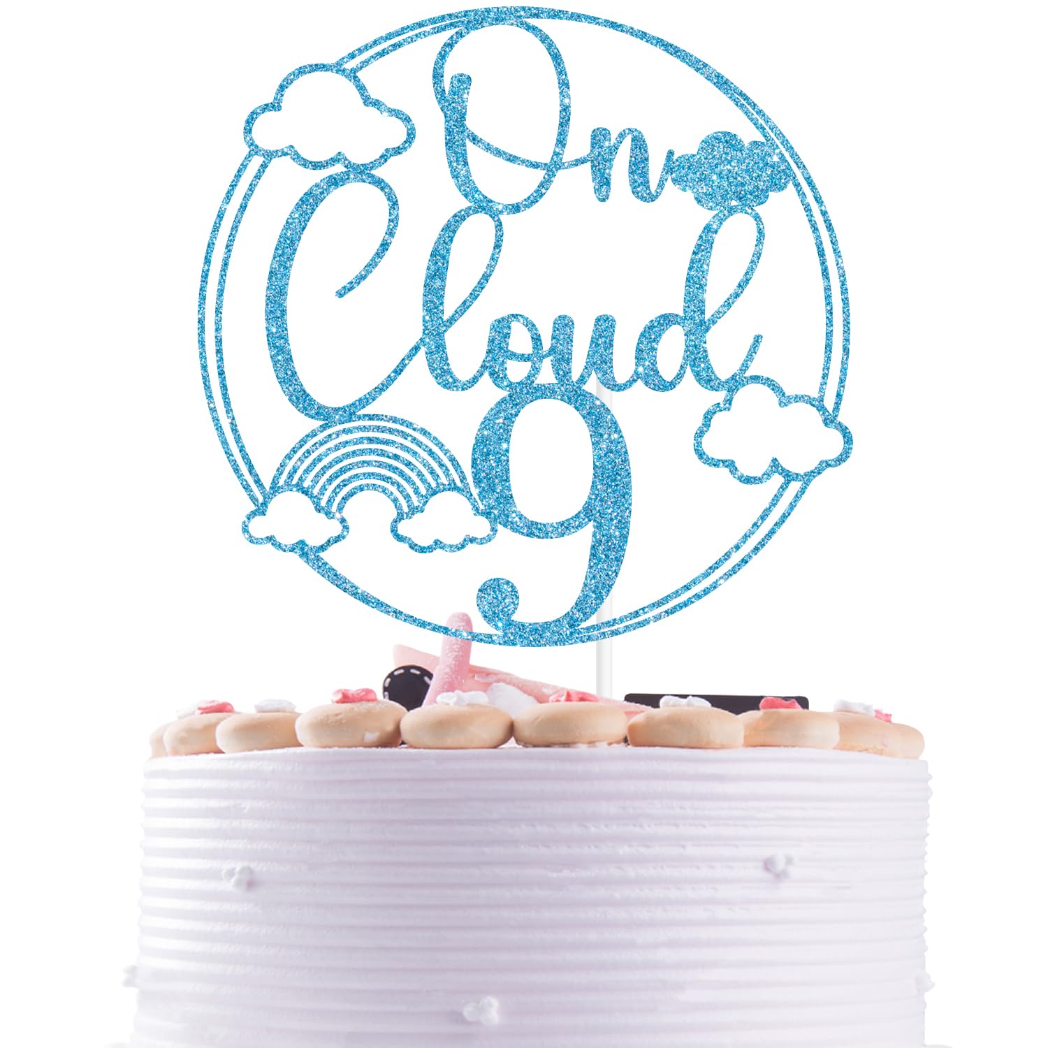 Geburtstags-Banner 'On Cloud 9' – Für 9. Geburtstag, Mädchen, über 1,6 M Lang, Blau-glitzernd, Party-Deko