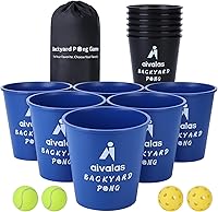 Vista 12 de Yard Pong Outdoor Games, Giant Yard Games Set with 12 Buckets and Balls for Adults and Family, Toss Game Throwing Games for Beach, Camping, Lawn and