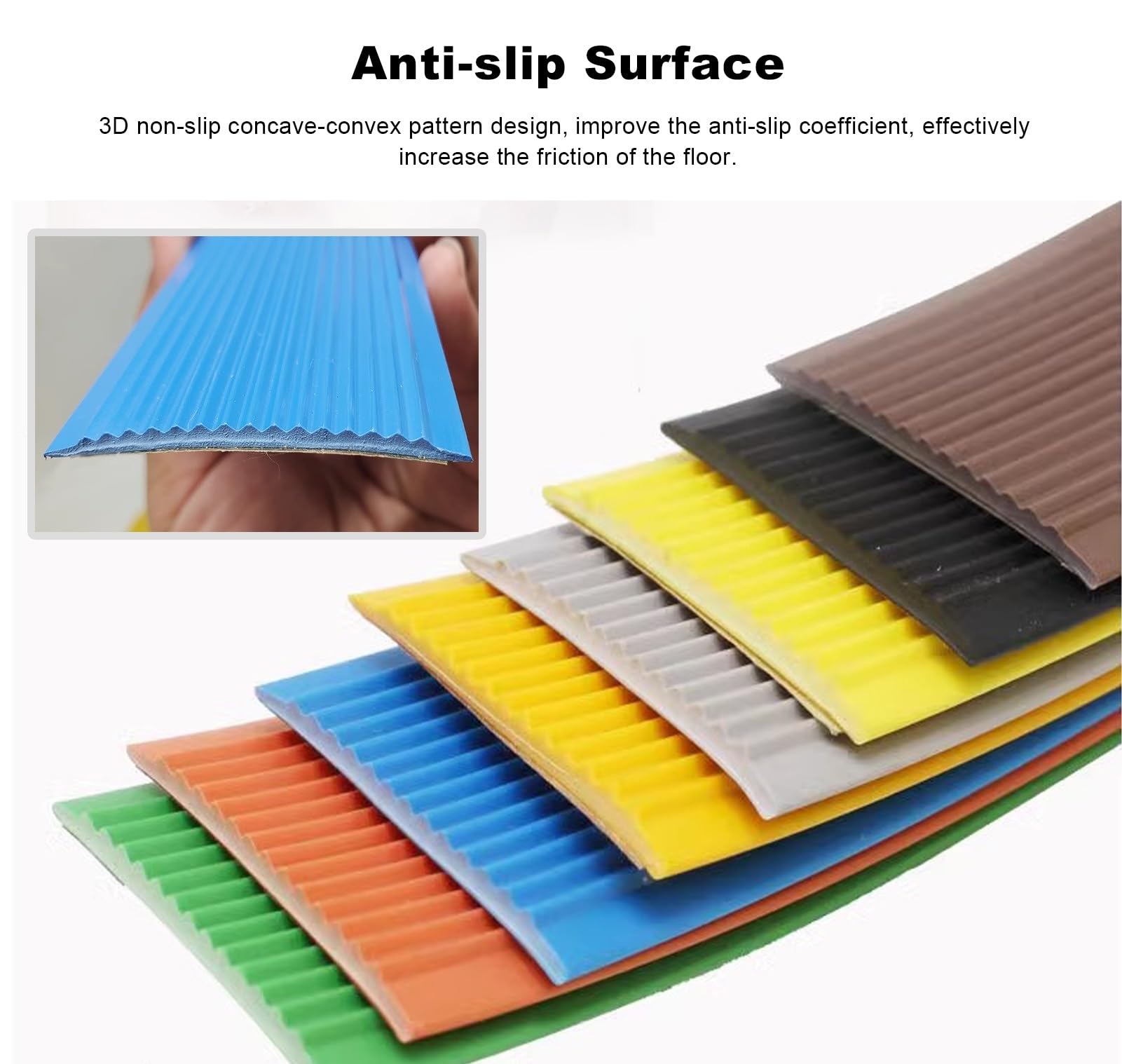 Tira autoadhesiva de PVC de 3 m, borde antideslizante azul para uso en interiores y exteriores, revestimiento seguro de 5 cm de ancho, fácil instalación para el hogar y la oficina