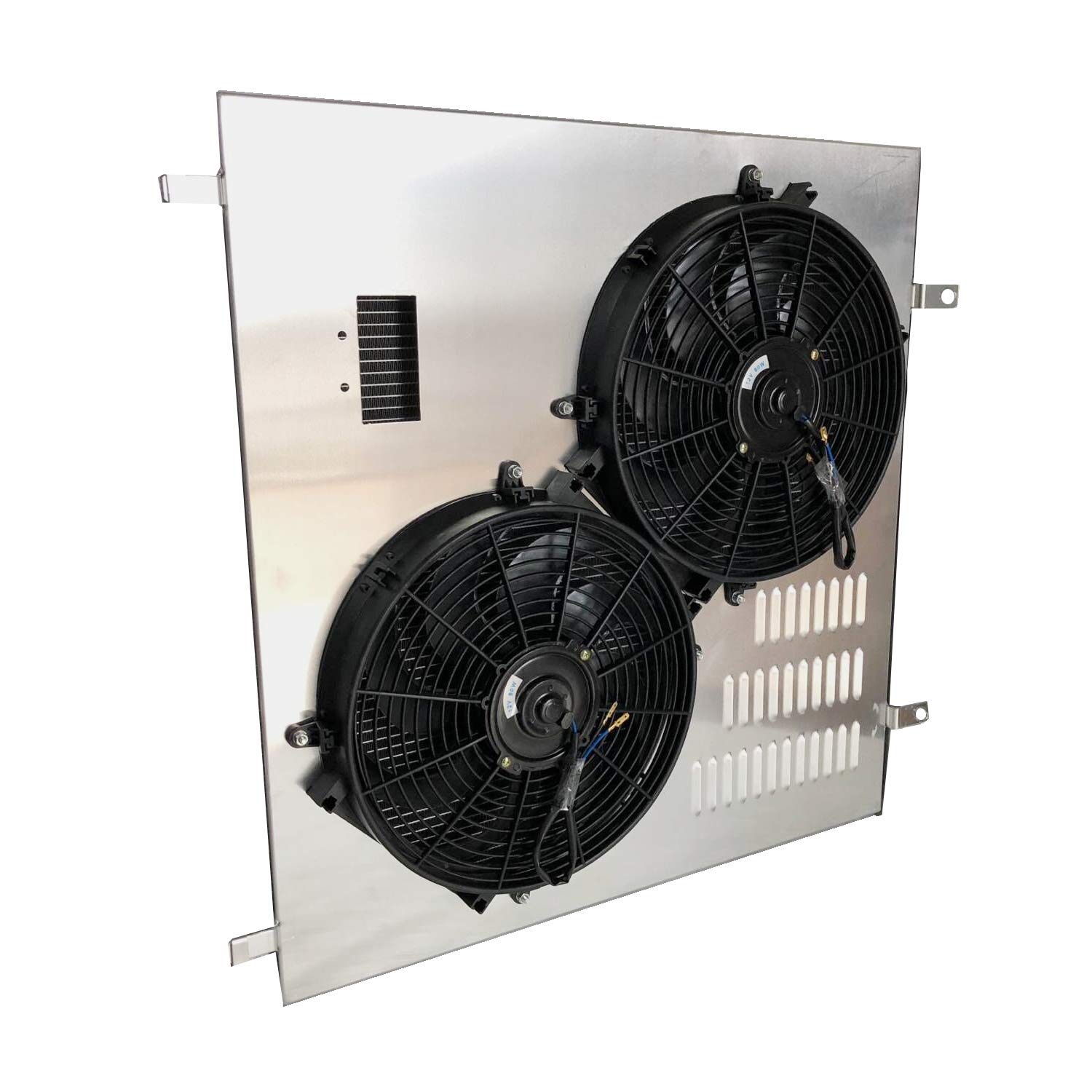ECMRAD Aluminum Radiator's Shroud+2x12''Fans Compatible with 2003-2007 Ford F250 F350 F450 6.0L Powerstroke 2005 2006