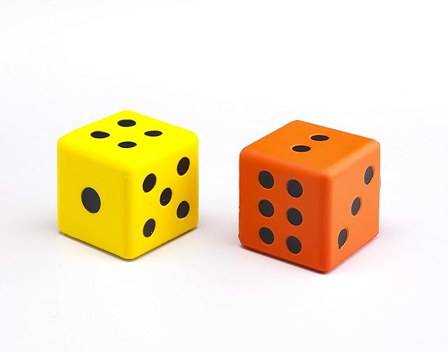EDX Education 75148 Soft Foam Dice, Pack of 2, Yellow & Orange