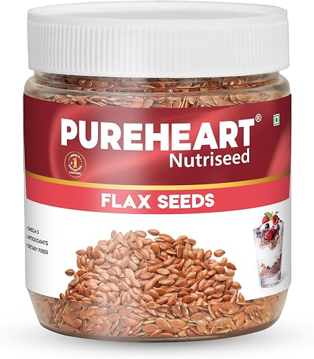 Pureheart Premium Raw Flax Seeds for Eating 230 gm - Alsi Seeds for Hair Growth, Heart Health &amp; Digestion, Rich in Omega 3...