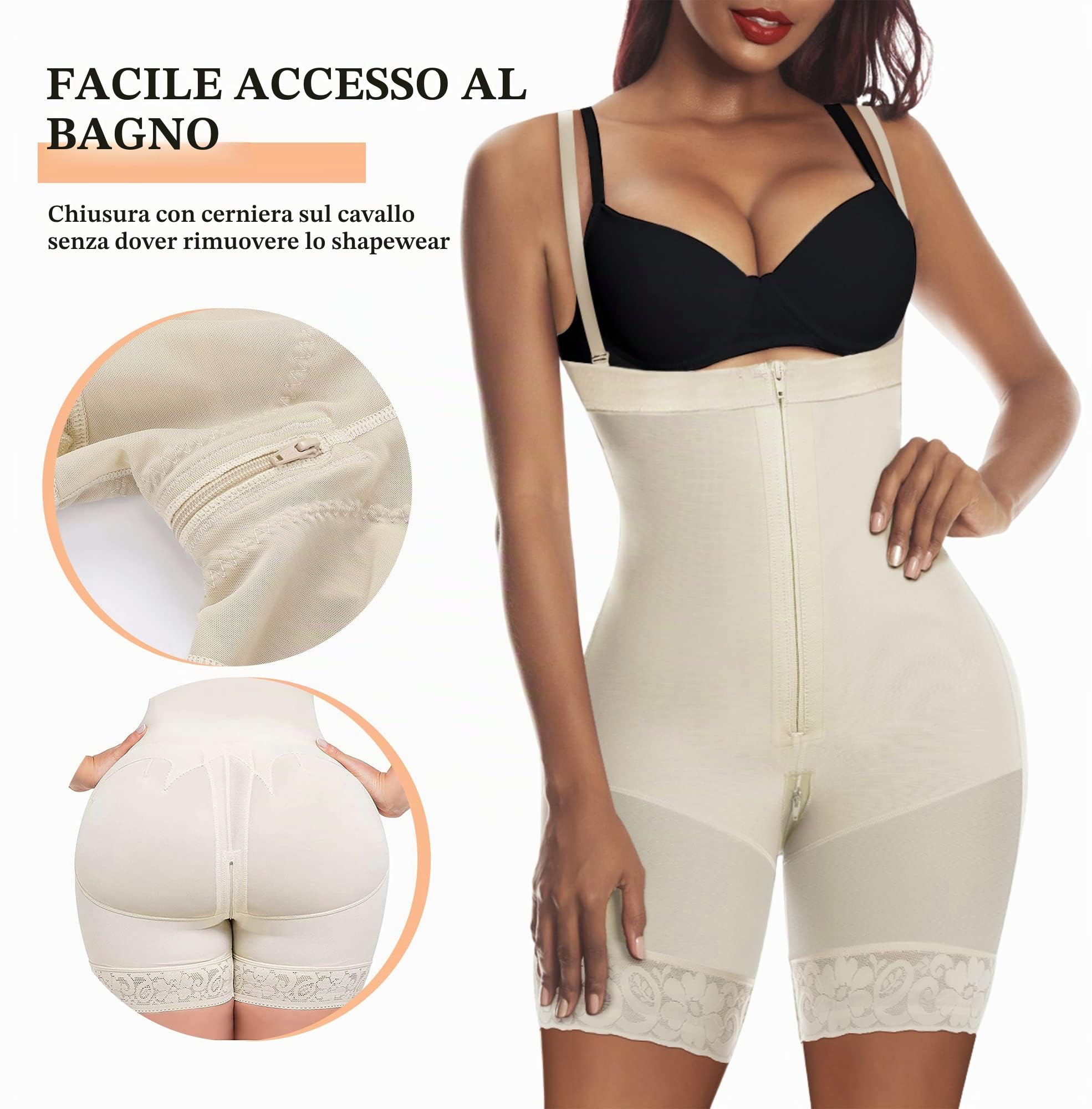 YIANNA Body Contenitivo Modellante Donna Pancera Snellente Post Parto Guaina Contenitiva Intimo Shapewear Bodysuit