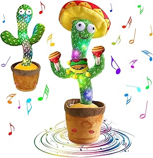 Dancing Cactus, Talking Cactus Toy, Sunny The Cactus Toy Repeats What You Say Electronic Dancing Cactus with Lighting Recording Mimicking Cactus Toy, Electronic Plush Singing Toy for Kids(Sand Hammer)
