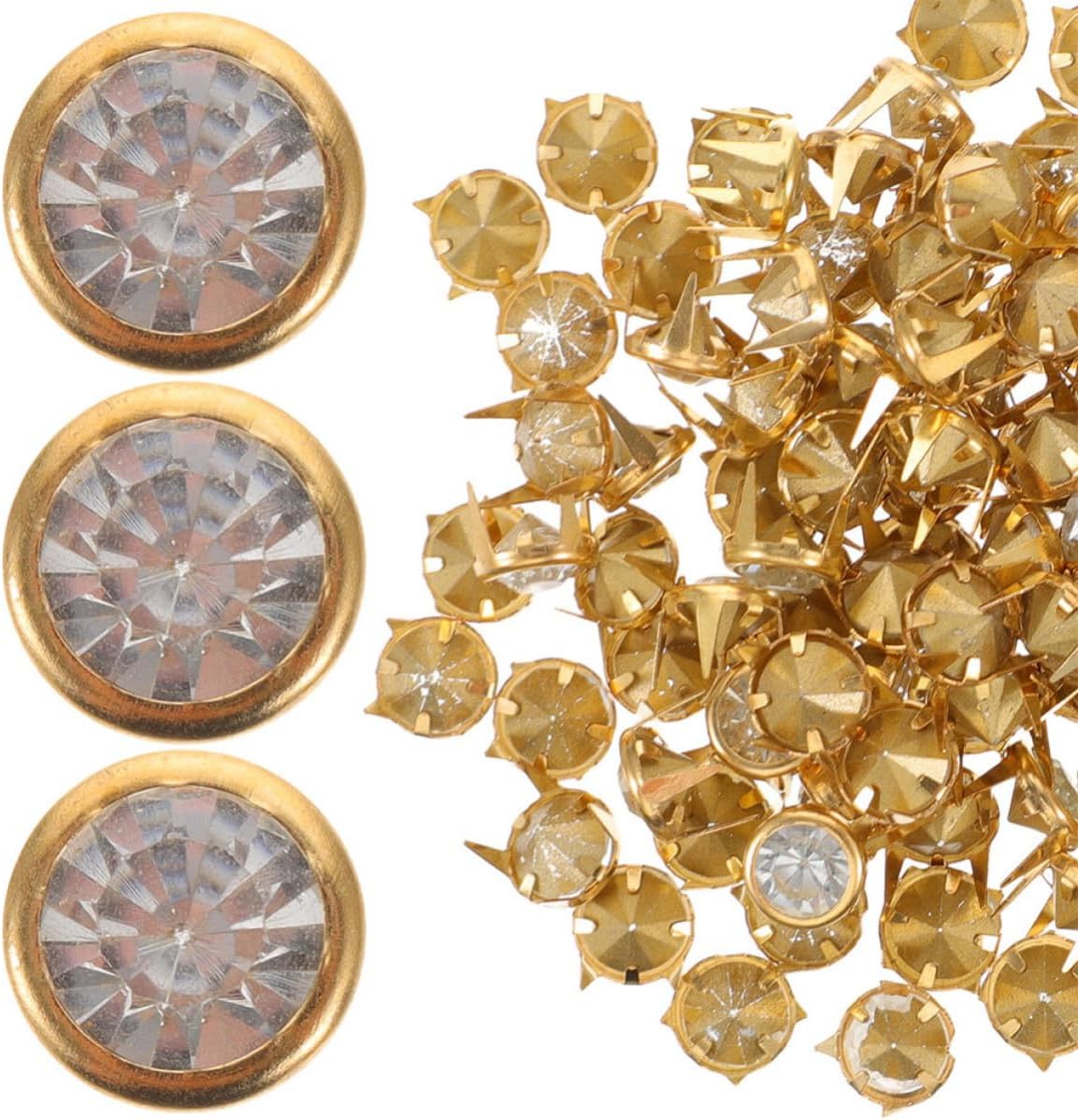 50pcs Rhinestone Rivets Studs for Clothing and Bags, Zinc Alloy and Crystal Material Easy DIY Function, Versatile Use and Fashionable Design for Occasions
