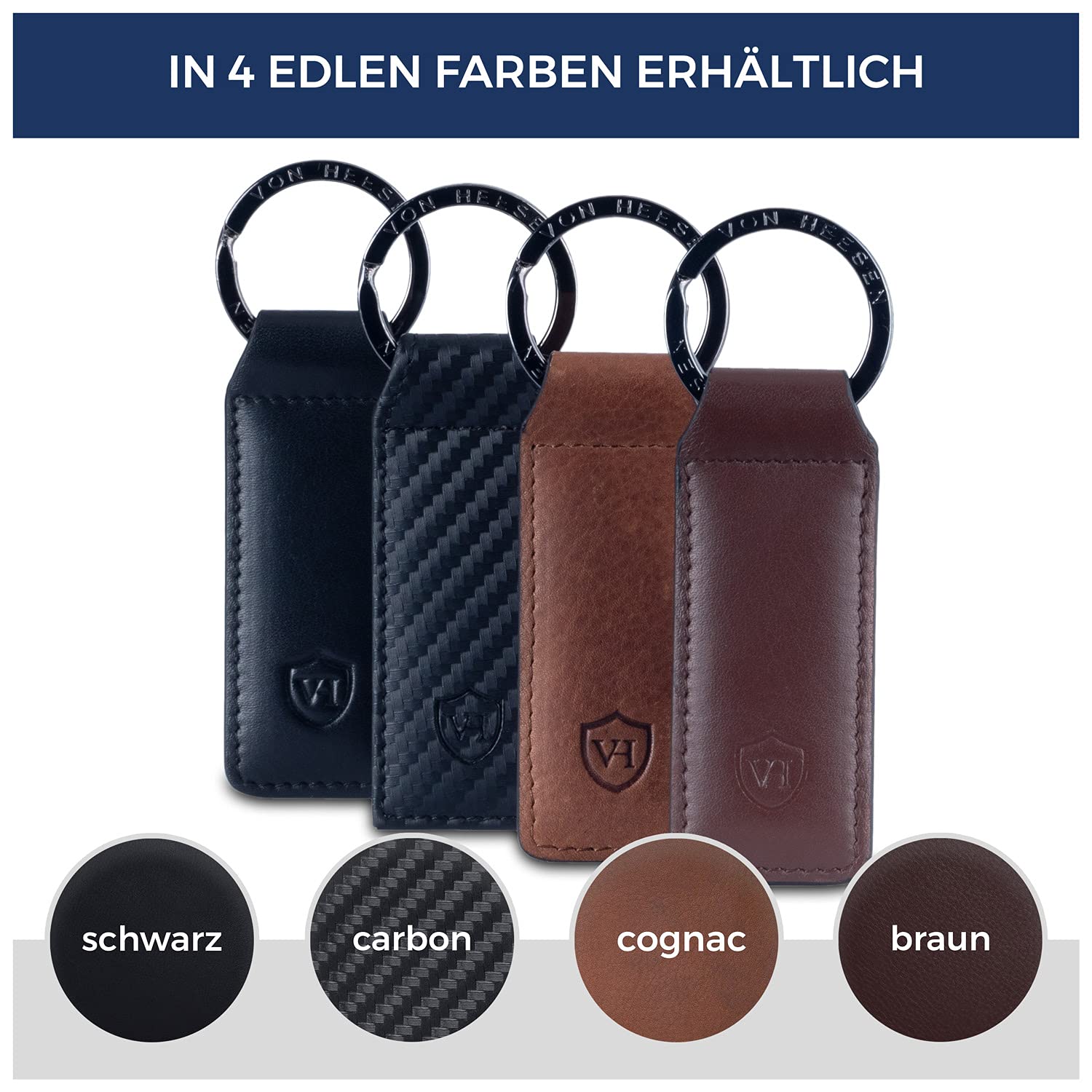 VON HEESEN® Porte-clés en cuir. - Marron - Taille Unique