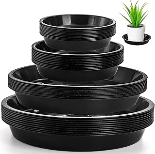 yarlung 40 Pack Plastic Plant Saucers Drip Trays for Pots, Round 4/5/8/9 Inch Black Flower Pot Saucer Drainage Tray for Potted Plants, Indoor Outdoor Garden, 4 Sizes