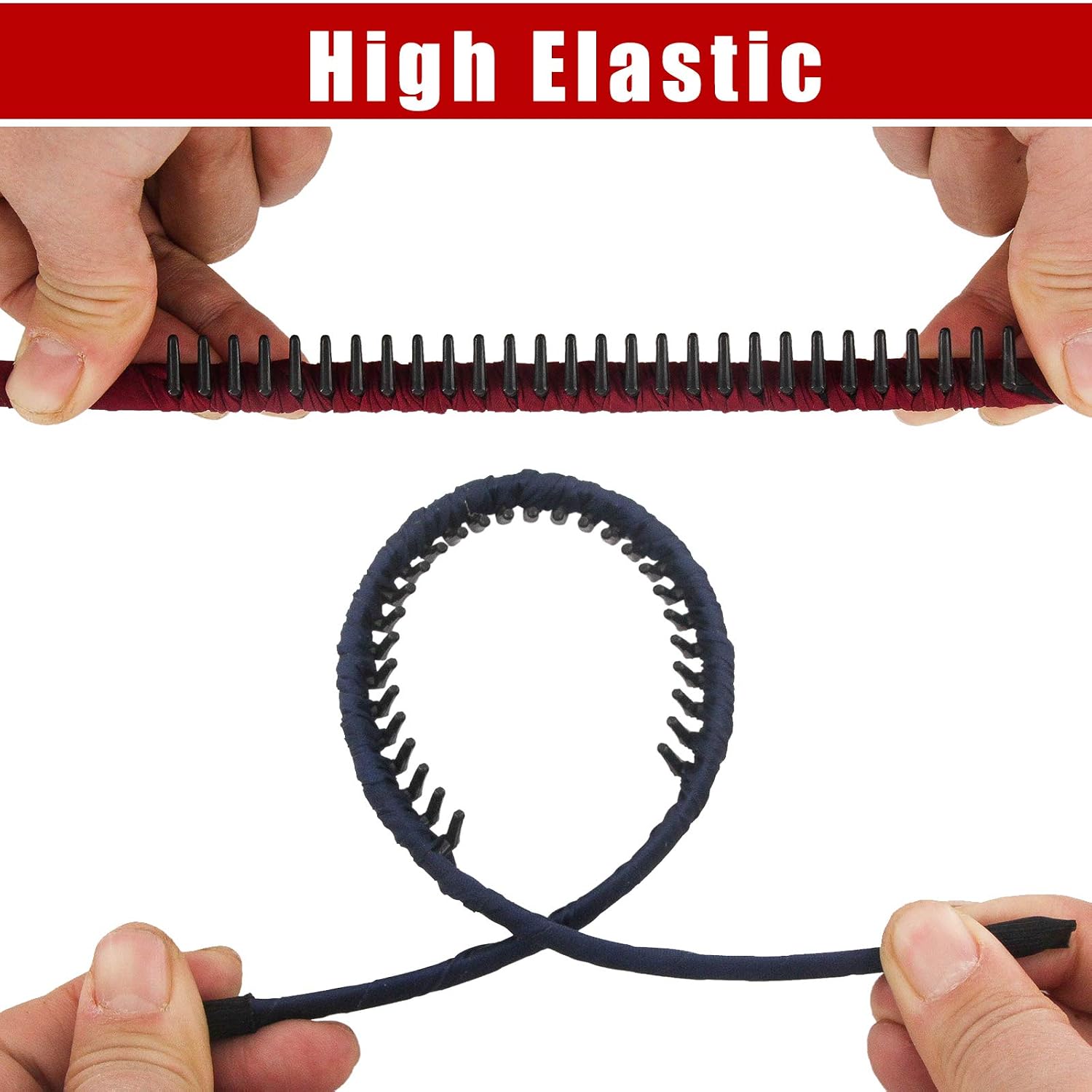 Yeshan Solid tooth headbands for Women with Plastic Non-slip Hair comb headbands Hair Hoops,Pack of 6