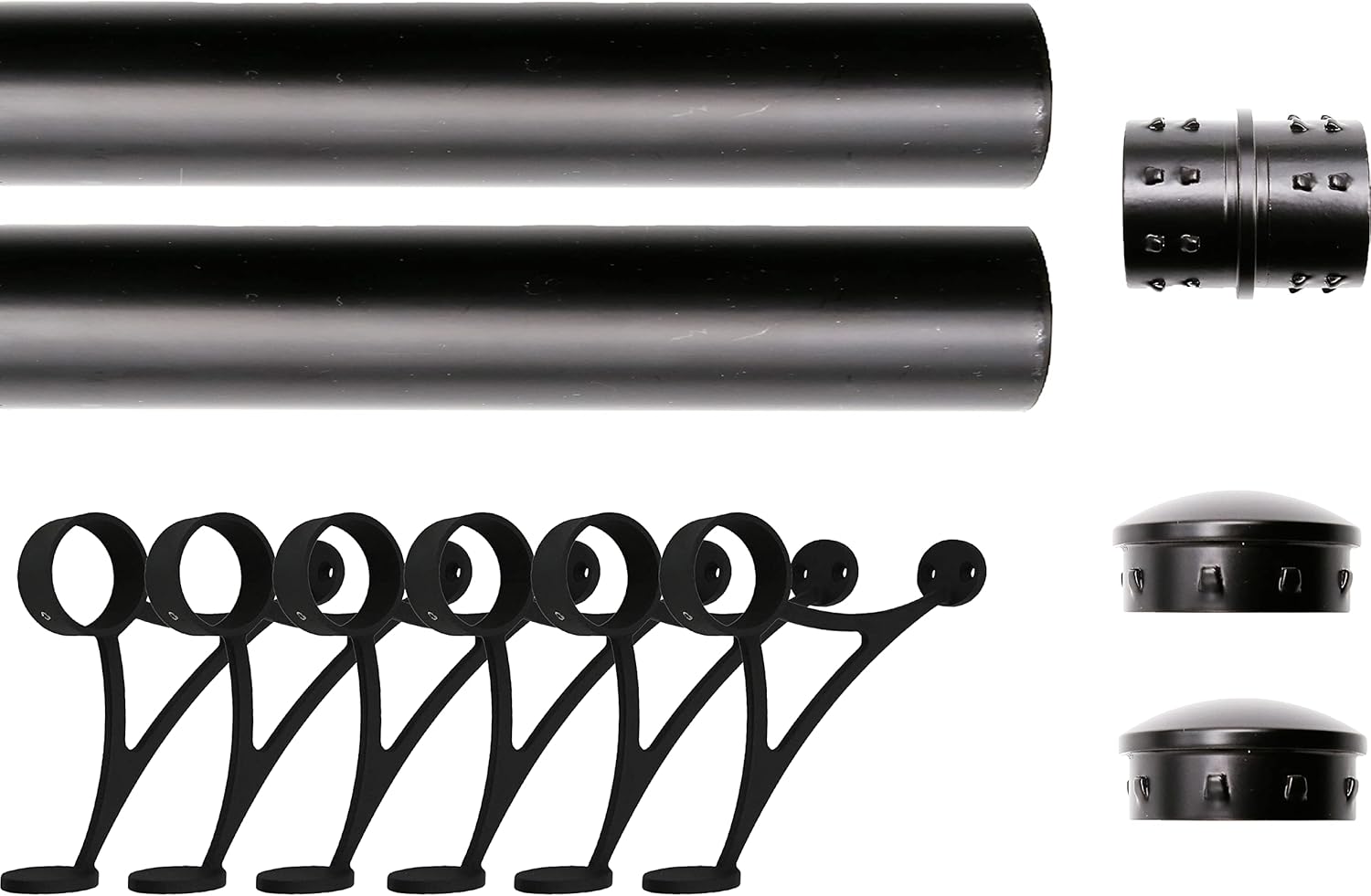 Solid Bar Mount Foot Rail Kit, Matt Black Stainless Steel