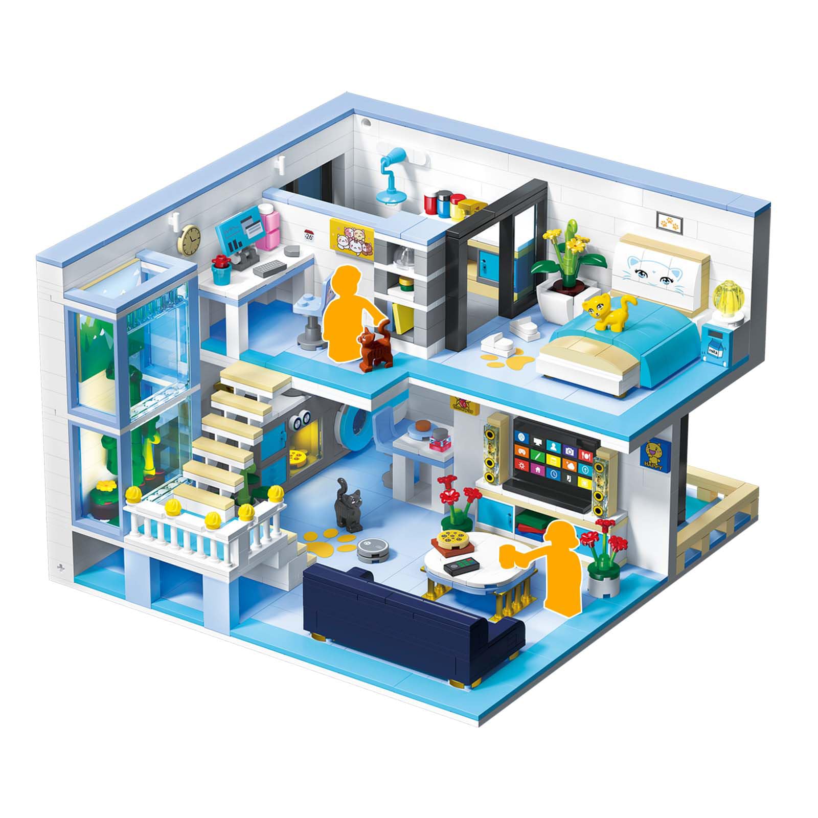 Juguete de Bloques de Construcción, Kit Mini Bloques la Casa los Amigos, Juego Bloques Modulares la Casa Dibujos Animados, Regalo Juguete Educativo para Niños Adolescentes 8+, 1235 Piezas