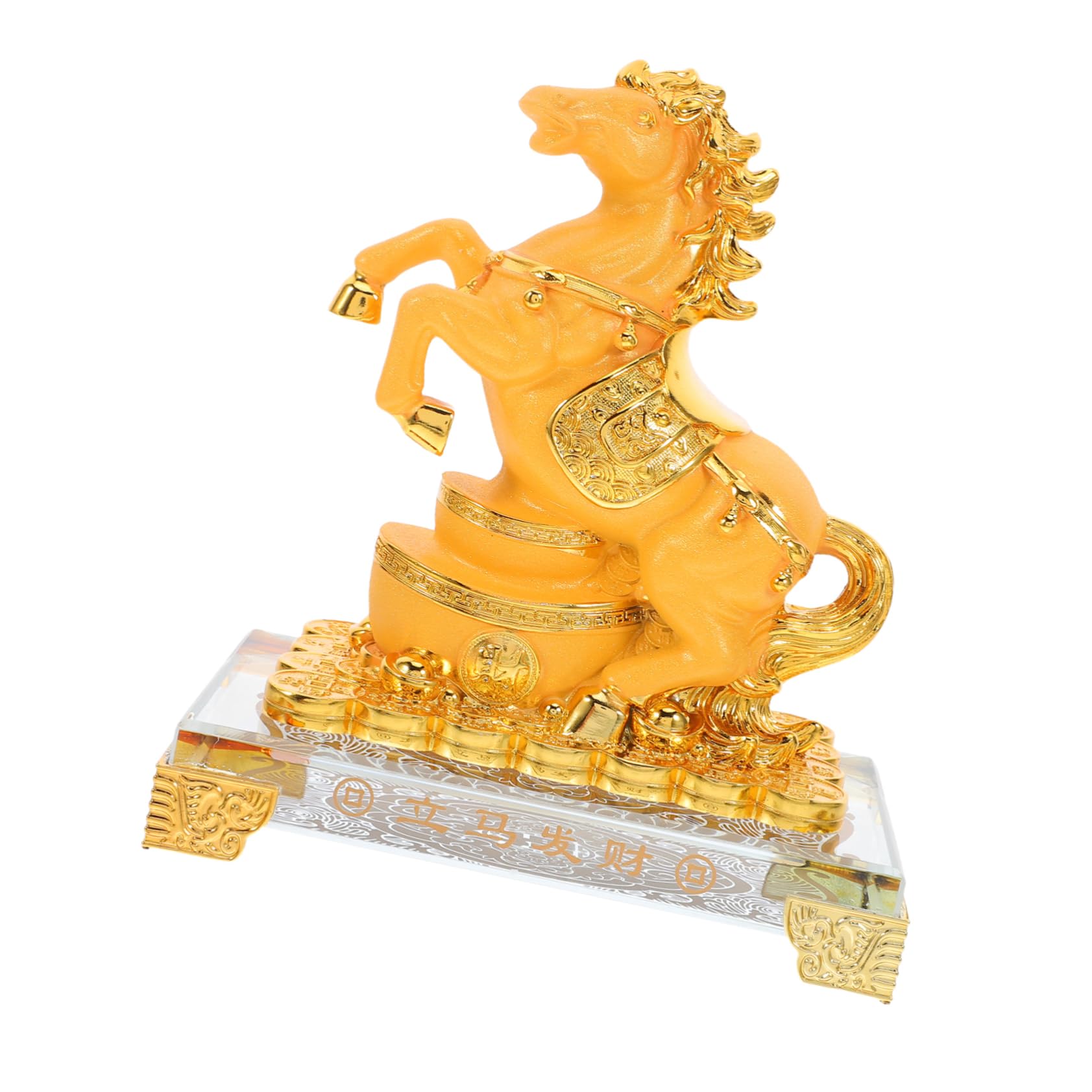 VICASKY Goldene Pferdestatue aus Kunstharz mit Feng Shui Bedeutung Stehende Figur für Karrierewachstum und Wohlstand Elegante Tischdekoration für Zuhause und Büro im Jahr 2026